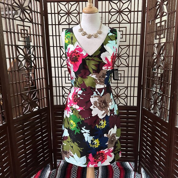 Trina Turk Cosima Silk Blend Floral Sheath Dress Sz 10 - Picture 1 of 7